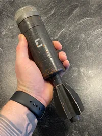 Sjælden original 2inch mortergranat med krop af træ brugt til undervisning