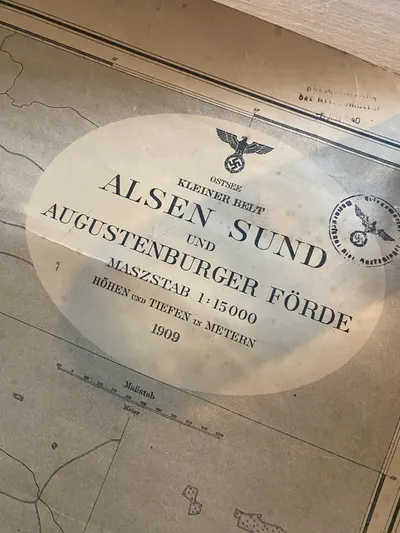Sjældent stort Kriegsmarine kort over Als - kommer fra den tidligere SS frivillige Henry Ellef Rasmussen