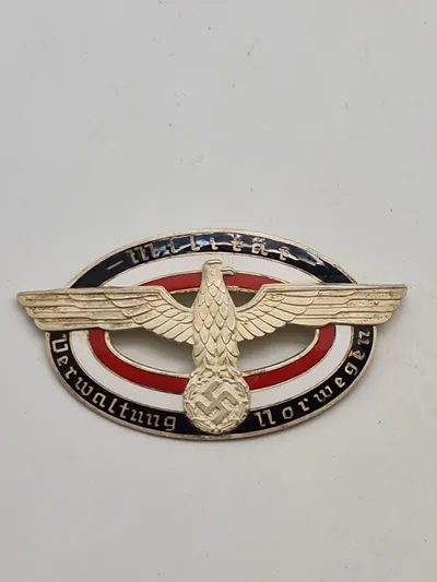 Deutsche Wehrmacht - Dienstbrosche für Zivilangehörige der Militär Verwaltung Belgien und Nordfrankreich  - ekstremt veludført efterkrigs