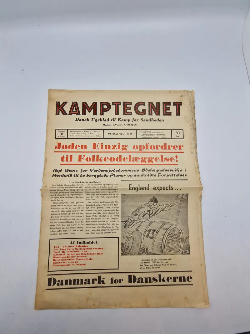 Originalt eks af den dansk nazistiske avis “Kamptegnet”