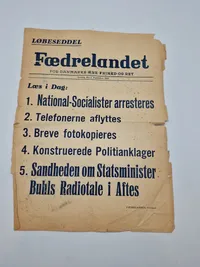 Sjælden original løbeseddel fra Fædrelandet