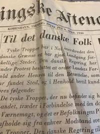 Original dansk besættelsesavis - 9.april 1940