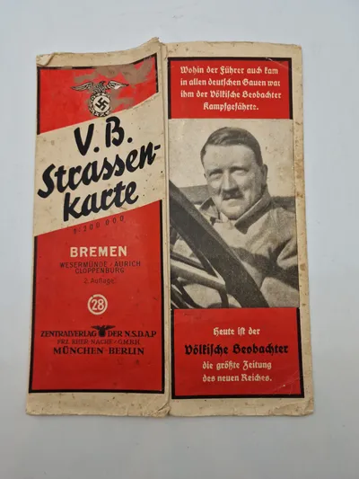 Originalt tysk vej kort - ww2