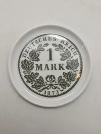 Sæt porcelæns plaketter (Fürstenberg) forstillende tyske Reichmark mønter