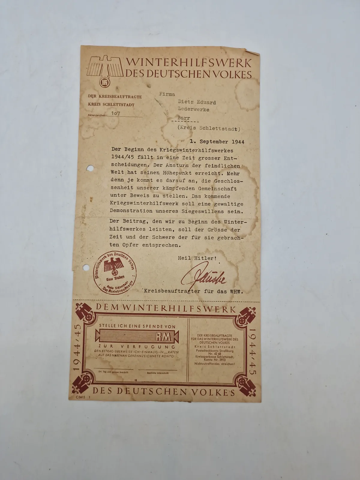 Original tysk WHW pamflet - ww2