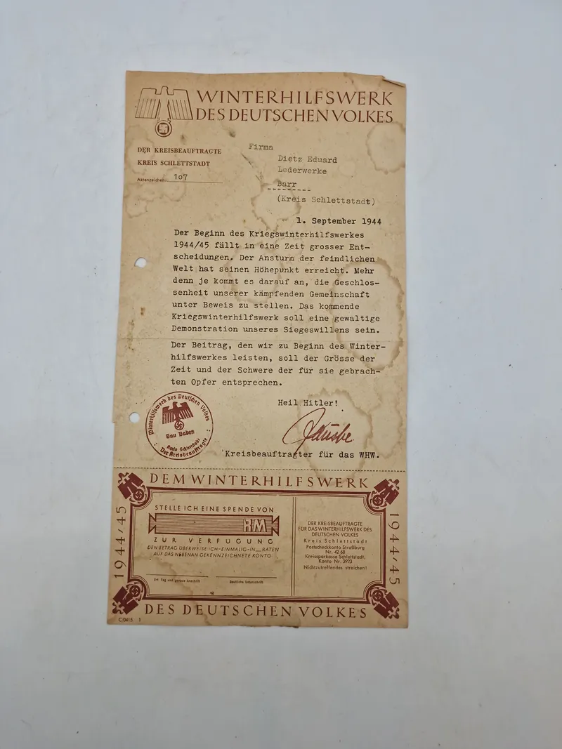 Original tysk WHW pamflet - ww2