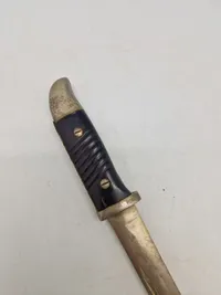 Original tysk K98 bajonet - nedkortet og anvendt som skyttegravskniv