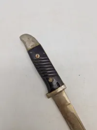 Original tysk K98 bajonet - nedkortet og anvendt som skyttegravskniv