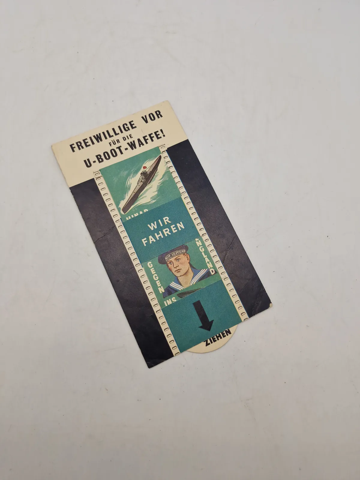 Original Engelsk Sort propaganda forklædt som tysk hverveannonce til tysk ubåds mandskab - ww2