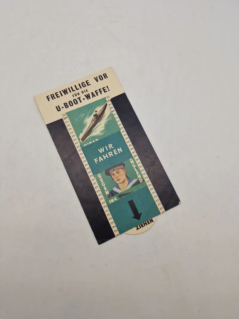 Original Engelsk Sort propaganda forklædt som tysk hverveannonce til tysk ubåds mandskab - ww2