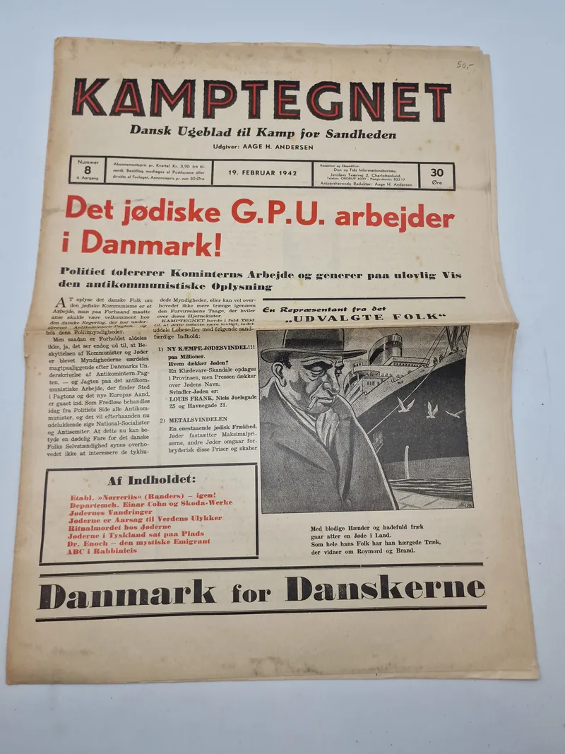 Originalt eks af den danske nazistiske avis “Kamptegnet”