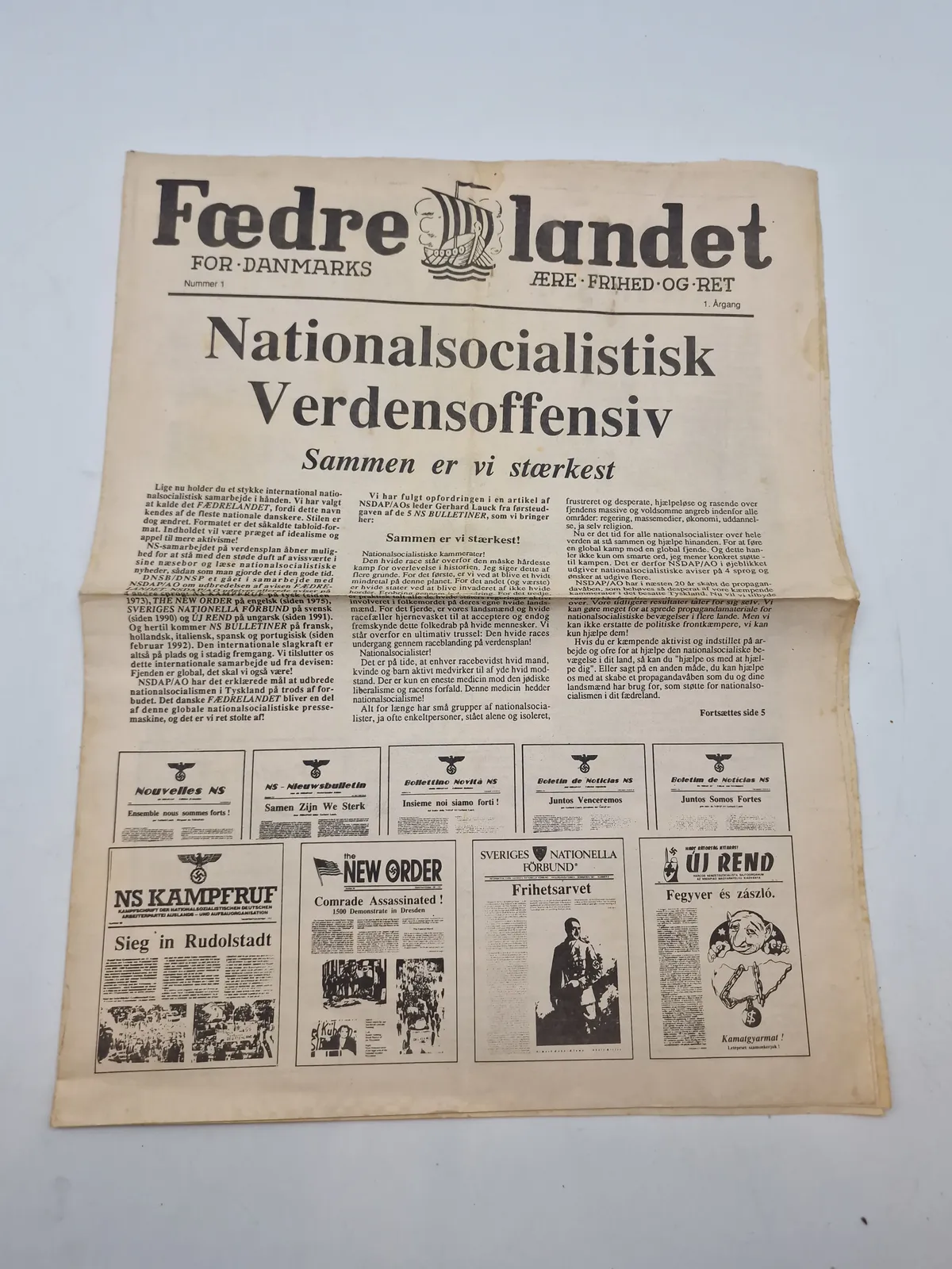 Originalt eks af den danske nazistiske avis “Fædrelandet” men fra Ny Nazisterne