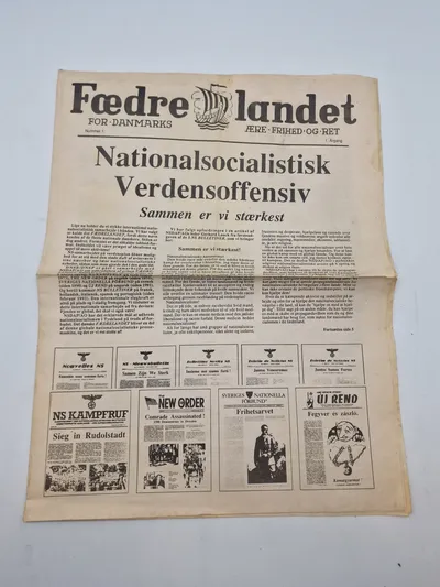 Originalt eks af den danske nazistiske avis “Fædrelandet” men fra Ny Nazisterne