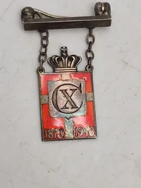 Originalt Georg Jensen kongemærke - emalje og sterlingsølv