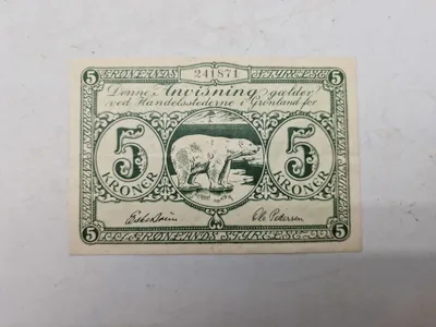 Sjælden original 5 krone seddel - Grønlands styrelse