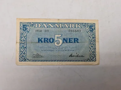 Original dansk 5 krone seddel