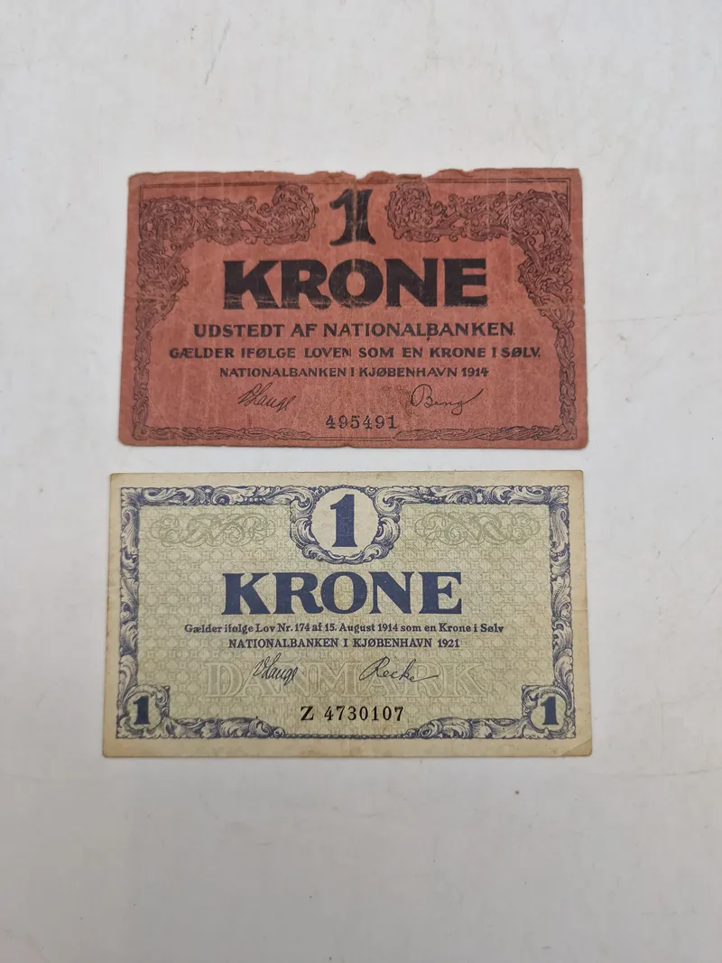 Originale danske 1 krone sedler