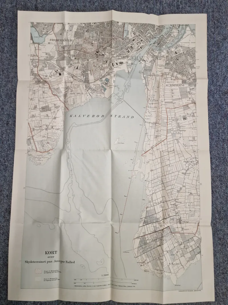Originalt kort over skydeterrænet på Amager fælled