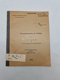Navnefortegnelse og Prisliste

for

7,7 mm Gevær M. 45 E. og

7,7 mm Gevær M. 45 E med Sigtekikkert