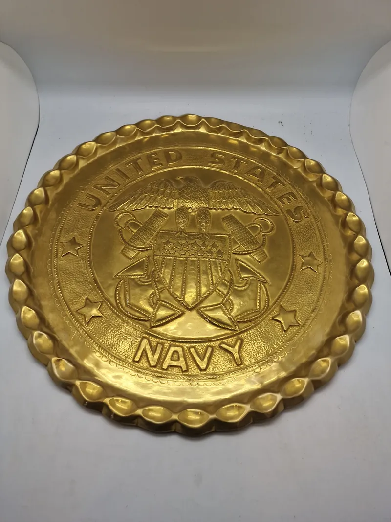 Original kæmpe stor messing plakette - United States Navy