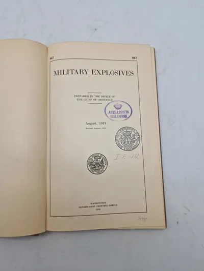 MILITARY EXPLOSIVES

PREPARED IN THE OFFICE OF THE CHIEF OF ORDNANCE