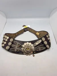 Originalt Vintage Argentina Gaucho Leather belt - prydet med mønter og pynt