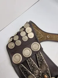Originalt Vintage Argentina Gaucho Leather belt - prydet med mønter og pynt