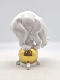 polar bear on a gold ball, design attributed to Karl Tutter; Neue Porzellanfabrik Tettau, ca 1920-37 - sjælden