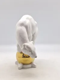 polar bear on a gold ball, design attributed to Karl Tutter; Neue Porzellanfabrik Tettau, ca 1920-37 - sjælden