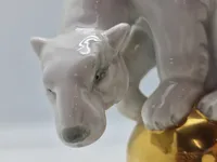 polar bear on a gold ball, design attributed to Karl Tutter; Neue Porzellanfabrik Tettau, ca 1920-37 - sjælden