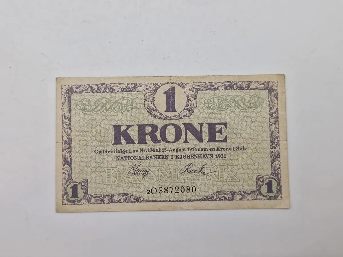 Original dansk 1 krone seddel
