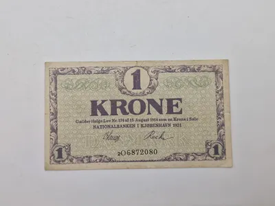 Original dansk 1 krone seddel