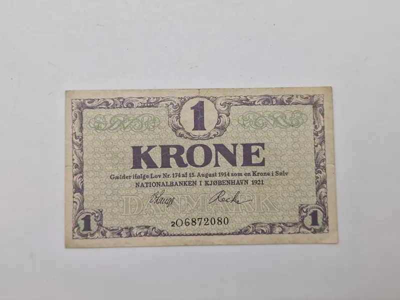 Original dansk 1 krone seddel