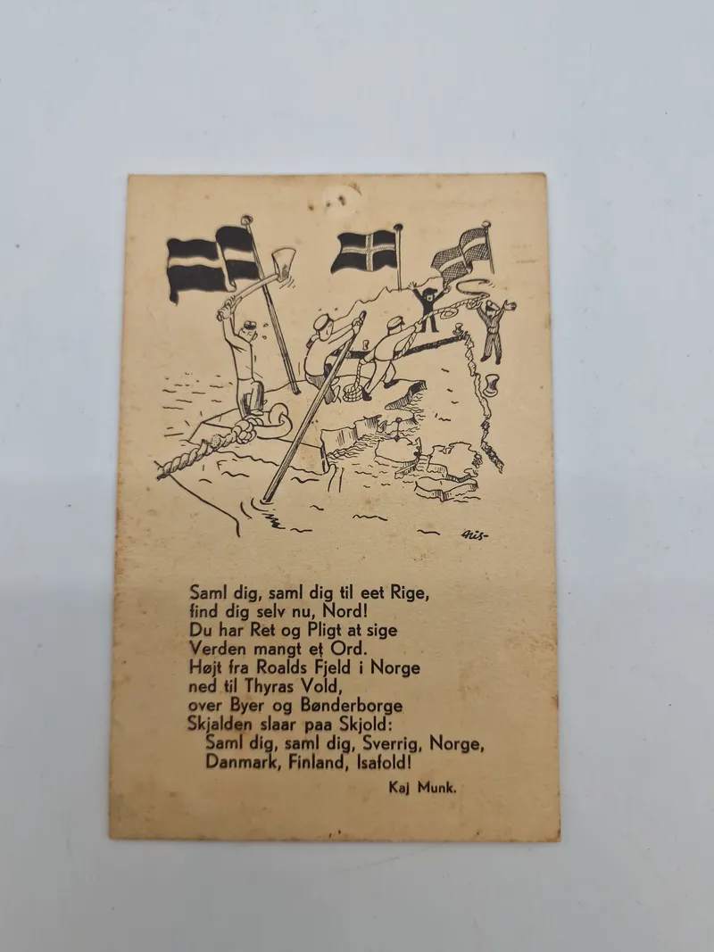 Originalt illegalt postkort med digt af Kaj Munk