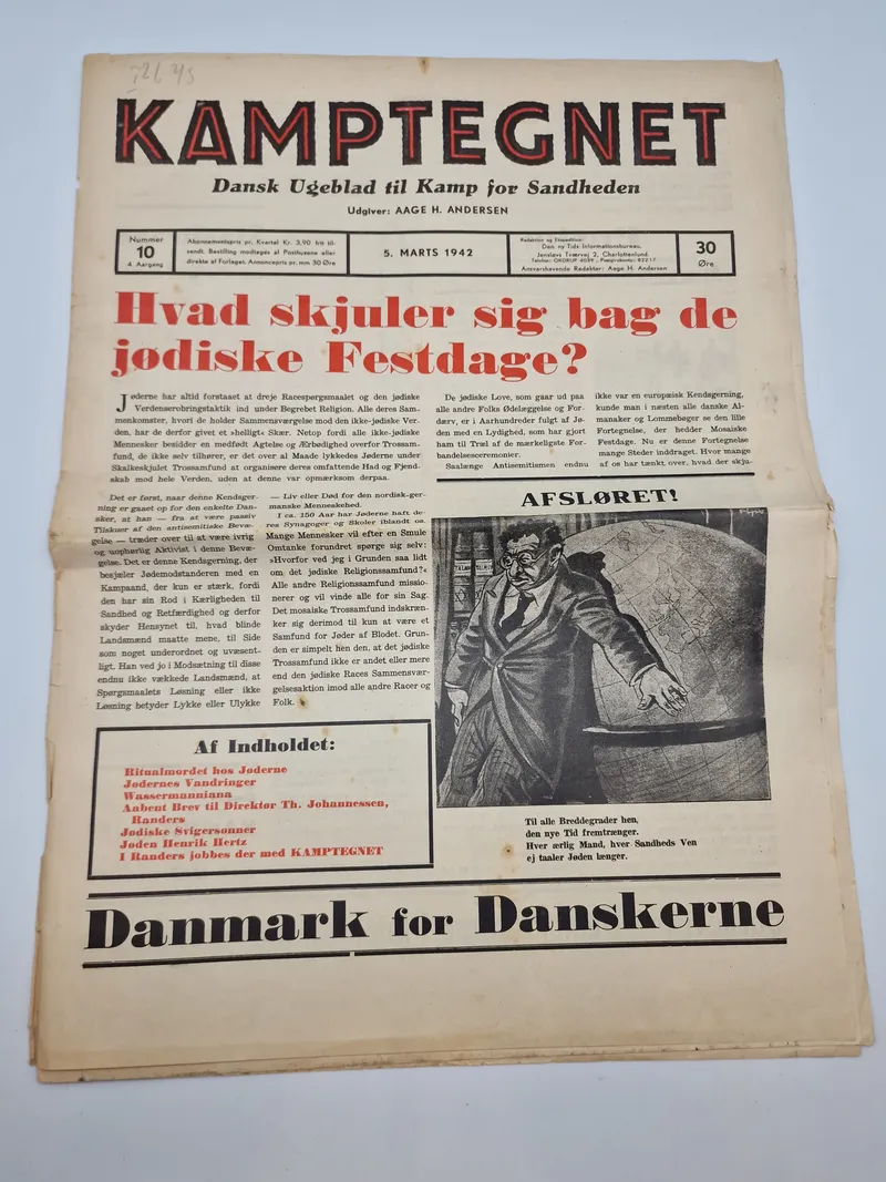 Originalt eks af den danske  nazistiske avis “Kamptegnet”