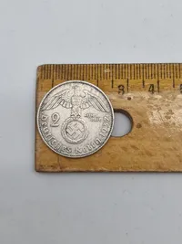 Original 2 Reichmark af sølv fra 1937