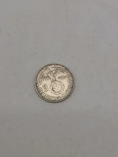 Original 2 Reichmark af sølv fra 1937