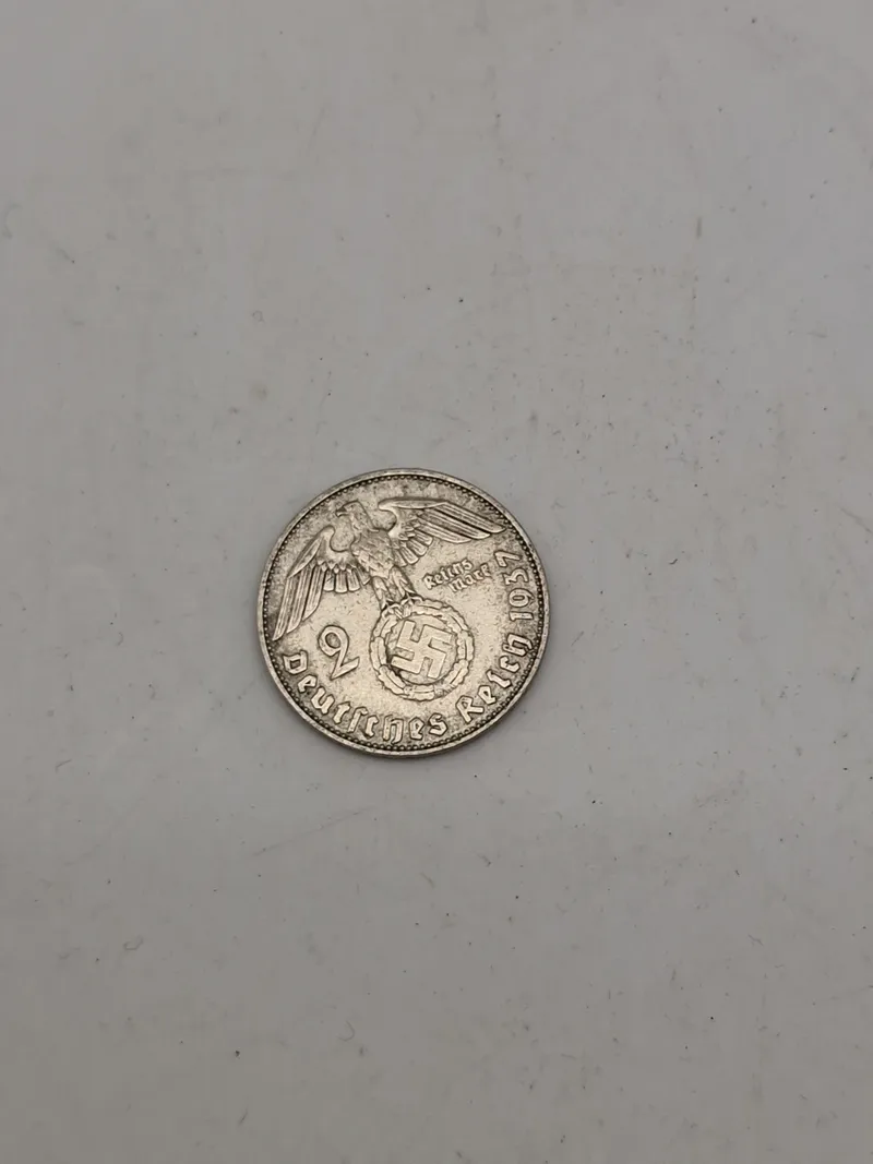 Original 2 Reichmark af sølv fra 1937