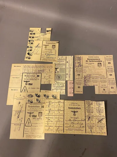 Lot originale tyske rationeringsmærker fra ww2