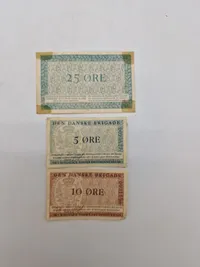 Samling originale pengesedler fra den danske brigade