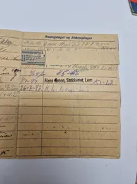 Sjældent lot fra modstandsmand bosiddende i Tønder - han har været ansat ved de danske statsbaner, og har derfor haft tysk Ausweis. Efter ww2 var han i den danske brigade i Tyskland