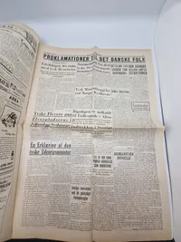 Originale aviser fra Tysklands besættelse af Danmark 9 april 1940
