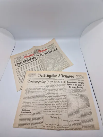 Originale aviser fra Tysklands besættelse af Danmark 9 april 1940