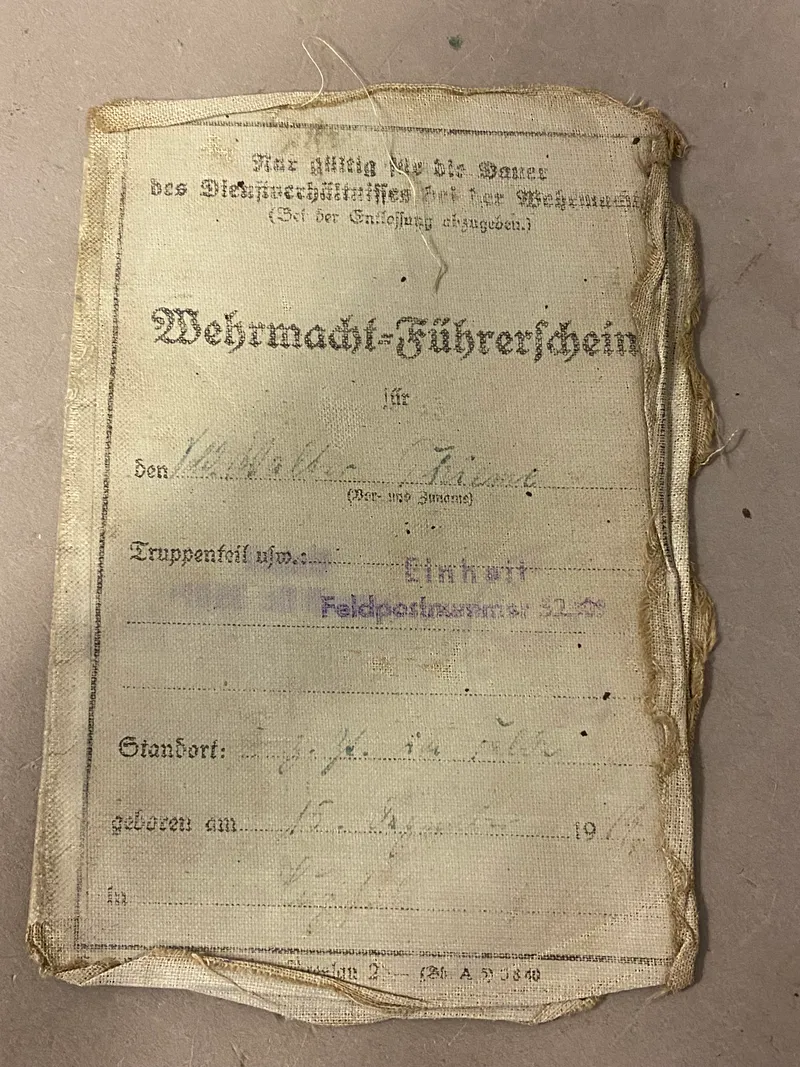 Originalt tysk Wehrmacht kørekort fra ww2