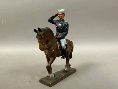 Original Lineol figur fra 30/40 erne, Christian X til hest
