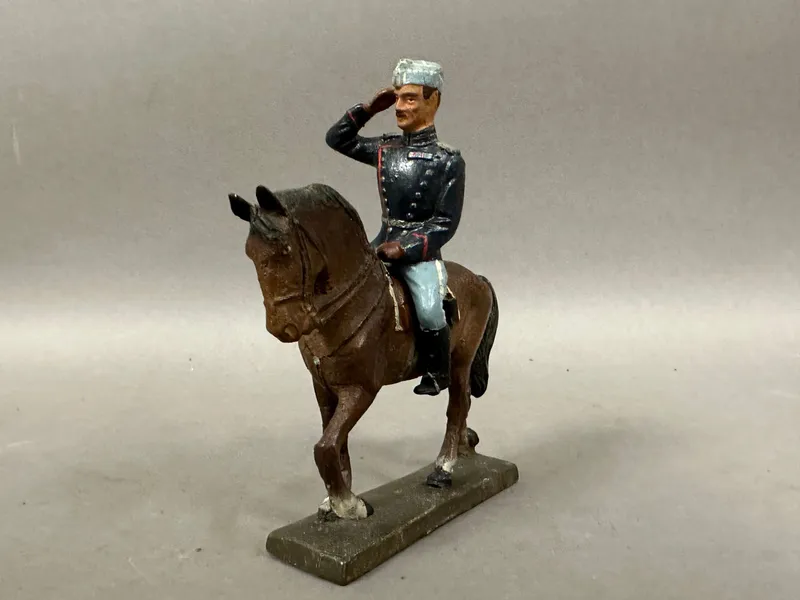 Original Lineol figur fra 30/40 erne, Christian X til hest