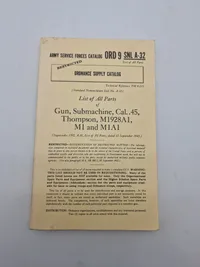 List of All Parts of Gun, Submachine, Cal..45, Thompson, M1928A1, M1 and M1A1