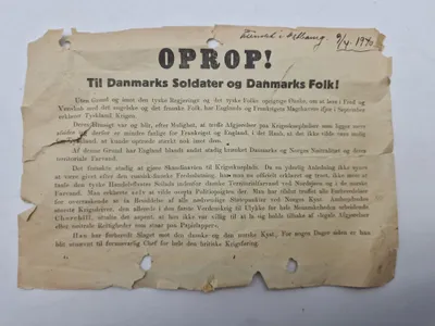 Originalt oprop nedkastet over Danmark 9 April 1945