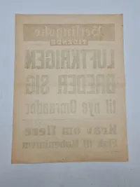 Original spiseseddel:
Berlingske
TIDENDE
19. August 1943
LUFTKRIGEN
BREDER SIG til nye Omraader
Krav om flere Fisk til København