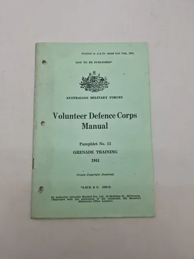 Volunteer Defence Corps

Manual

Pamphlet No. 13

GRENADE TRAINING

1941